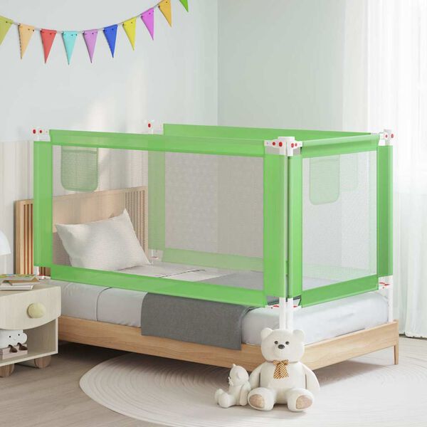 vidaXL Sponda Letto di Sicurezza per Bambini Verde 160x25cm in Tessuto