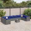 vidaXL Set Divani da Giardino 11 pz con Cuscini in Polyrattan Grigio