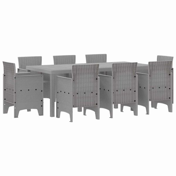 vidaXL Set da Pranzo per Giardino 9 pcs Grigio chiaro Polipropilene