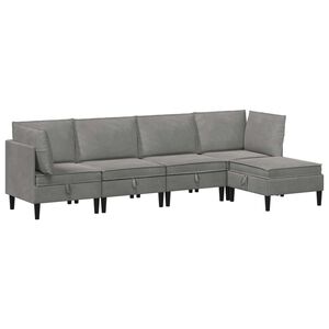 vidaXL Set di mobili per il soggiorno 5 pz Grigio Chiaro Velluto