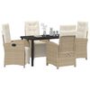 vidaXL Set da Pranzo per Giardino con cuscino 5 pcs Beige polyrattan