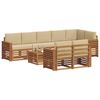 vidaXL Set divani 9 pcs Naturale e Beige Legno di Acacia Massello