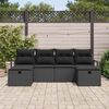 vidaXL Set di divani con cuscino 6 pcs Nero polyrattan