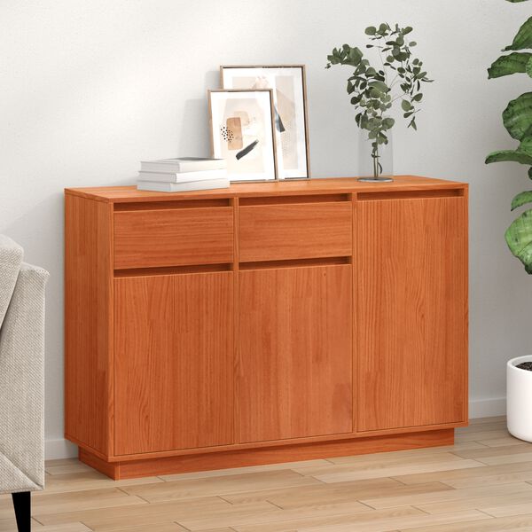 vidaXL Credenza Marrone cerato 110 x 34 x 75 cm Pino massello
