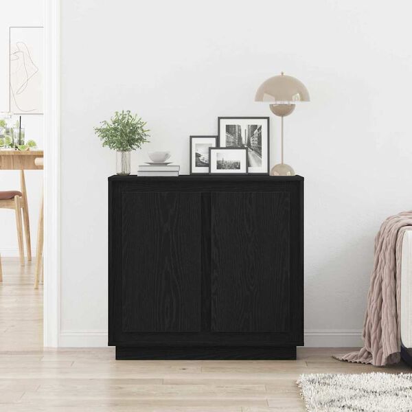 vidaXL Credenza Rovere Nero 80 x 40 x 75 cm Legno multistrato