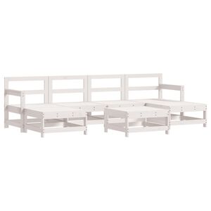 vidaXL Set Salotto da Giardino 7 pz Bianco in Legno Massello di Pino