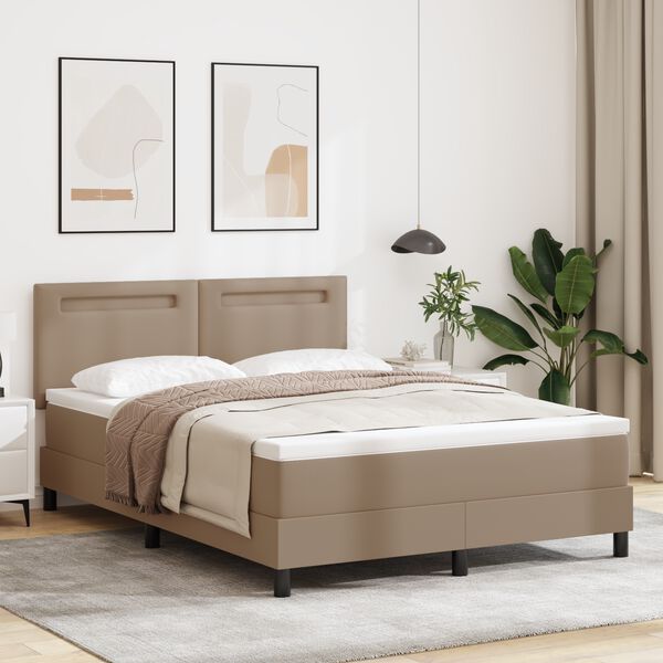 vidaXL Letto a molle Cappuccino 140 x 200 cm Pelle sintetica