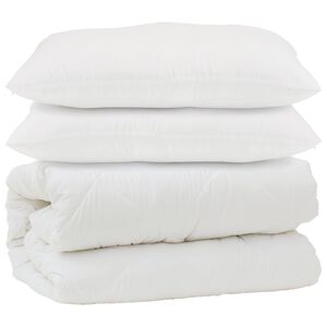 vidaXL Piumone con cuscino 3 pcs Bianco Microfibra