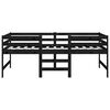 vidaXL Letto Medio-Alto Nero in Legno Massello di Pino 90x200 cm