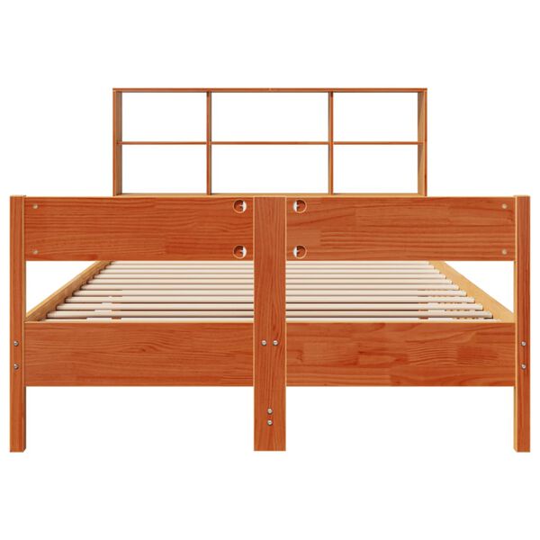vidaXL Letto Libreria senza Materasso Marrone Cera 160x200 cm in Pino