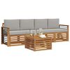 vidaXL Set divani con cuscino 5 pcs Grigio Naturale e Chiaro