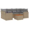 vidaXL Set Divano da Giardino 7 pz con Cuscini Beige Misto Polyrattan