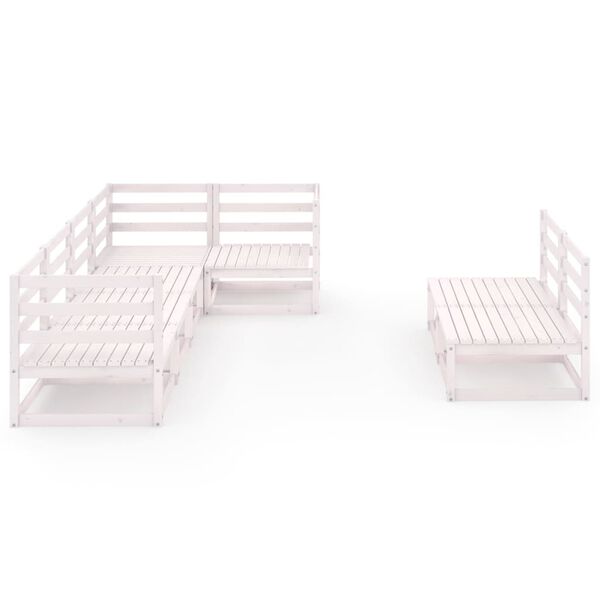 vidaXL Set Divani da Giardino 7pz Bianco in Legno Massello di Pino