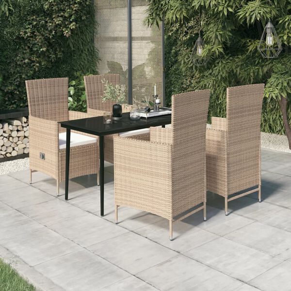 vidaXL Set da Pranzo da Giardino 5 pz con Cuscini Beige