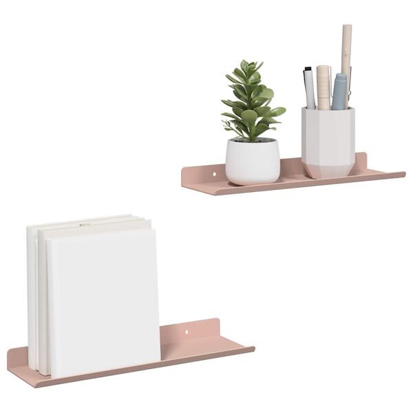 vidaXL Mensola sospesa 2 pcs Rosa 30 x 9 x 2,5 cm Acciaio