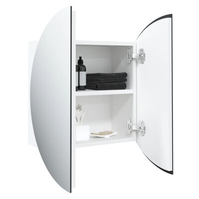 vidaXL Armadio da Bagno con Specchio Rotondo e LED Bianco 40x40x17,5cm