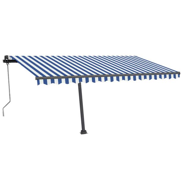 vidaXL Tenda Automatica con Sensore Vento e LED 400x350 cm Blu Bianca