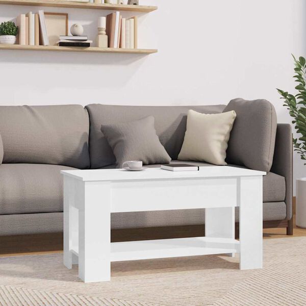 vidaXL Tavolino Salotto Bianco Lucido 101x49x52 cm Legno Multistrato