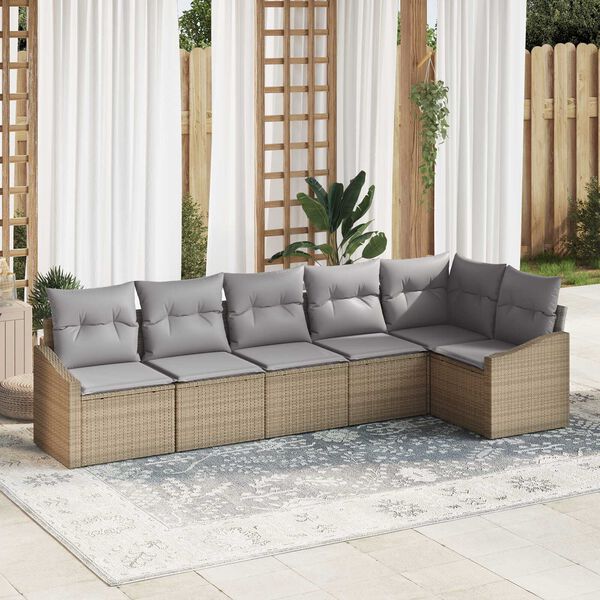 vidaXL Set di divani con cuscino 6 pcs Beige polyrattan