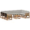 vidaXL Set di divani da esterno 10 pz Naturale e Grigio Chiaro