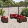 vidaXL Set Divani da Giardino 9pz con Cuscini Marrone in Polyrattan