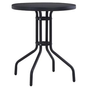 vidaXL Tavolo da Giardino Nero 80 cm in Acciaio e Vetro