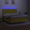 vidaXL Letto a Molle con Materasso e LED Verde 160x200 cm in Tessuto
