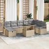vidaXL Set Divano da Giardino con cuscino 9 pcs Beige Poly Rattan