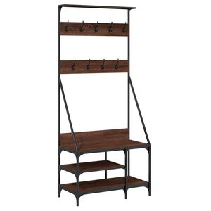 vidaXL Appendiabiti con Porta Scarpe Rovere Marrone 80x40x184 cm