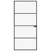 vidaXL Porta Interna Nera 93x201,5cm Vetro Temperato Alluminio Sottile