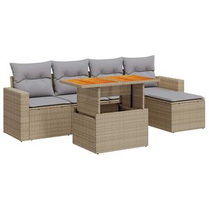 vidaXL Set Divano da Giardino 6 pz con Cuscini Beige in Polyrattan