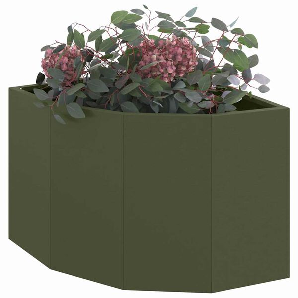 vidaXL Vaso d'angolo Oliver verde 45 x 45 x 35 cm Acciaio