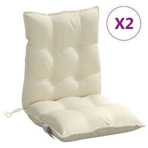 vidaXL Cuscini per Sedia Schienale Basso 2 pz Crema in Tessuto Oxford
