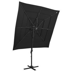 vidaXL Ombrellone a Sbalzo a 4 Livelli Palo Alluminio 250x250 cm Nero
