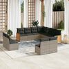 vidaXL Set Divani da Giardino 11 pz con Cuscini in Polyrattan Grigio
