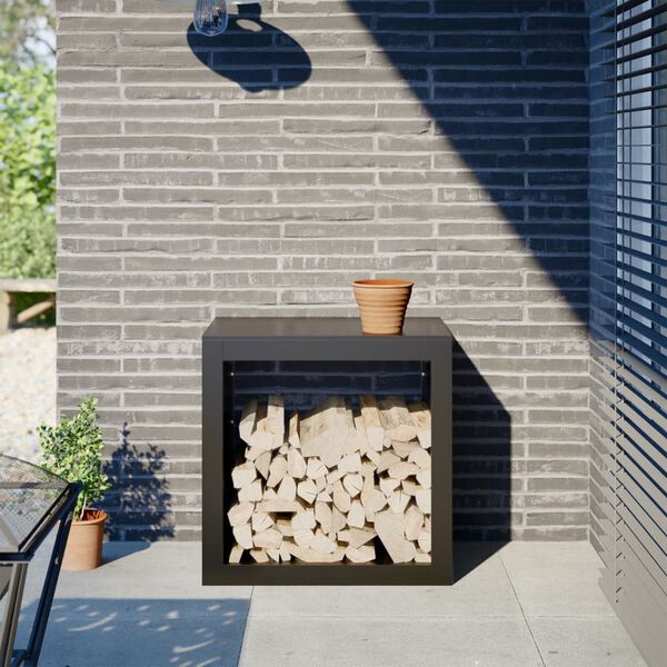 vidaXL Rastrelliera per Legna da Ardere Nera 60x40x60 cm in Acciaio