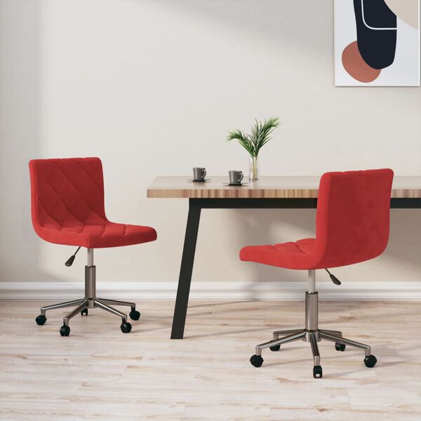 vidaXL Sedie da Pranzo Girevoli 2 pz Rosso Vino in Velluto
