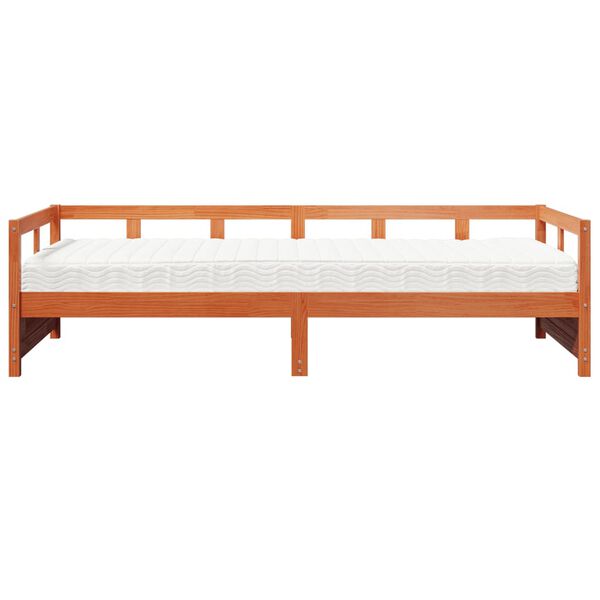vidaXL Dormeuse con Materasso Marrone 80x200 cm Legno Massello di Pino