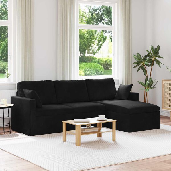 vidaXL Divano Nero 198 x 134 x 80 cm Velluto
