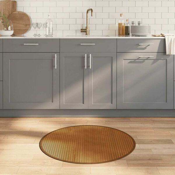 vidaXL Tappeto Rotondo Marrone 80 cm in Bamb&ugrave;