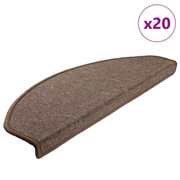 vidaXL Tappetini per scale 20 pz 65x24x4 cm Marrone caff&egrave; Semicircolari Grandi
