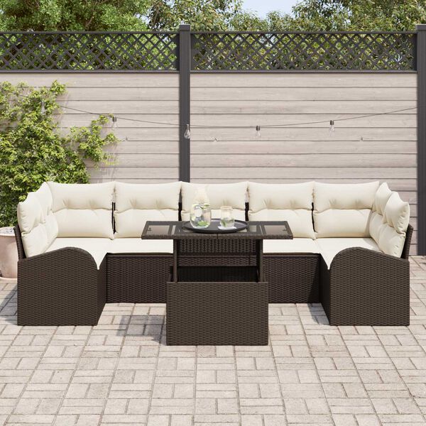 vidaXL Set Divano da Giardino 8 pcs Marrone Rattan in Polipropilene