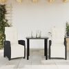 vidaXL Set da Pranzo da Giardino 3 pz con Cuscini Nero in Polyrattan