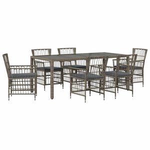vidaXL Set da pranzo per esterni 7 pz Grigio polyrattan