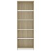 vidaXL Libreria 5 Ripiani Bianco Rovere Sonoma 60x24x175cm Multistrato