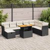 vidaXL Set Divani da Giardino 9 pz con Cuscini Nero Polyrattan Acacia