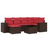 vidaXL Set Divani da Giardino 7 pz con Cuscini Marrone in Polyrattan