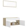 vidaXL Set Mobili Bagno 2pz Bianco e Rovere Sonoma Legno Multistrato