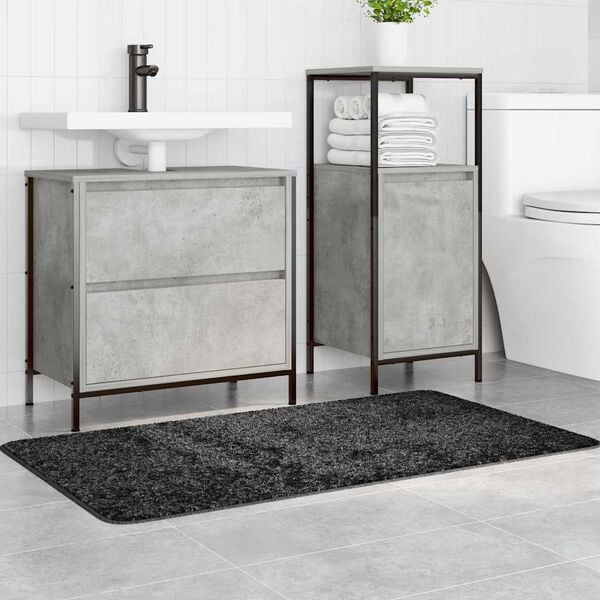 vidaXL Tappetino da bagno antiscivolo Grigio scuro 70 x 120 cm PP