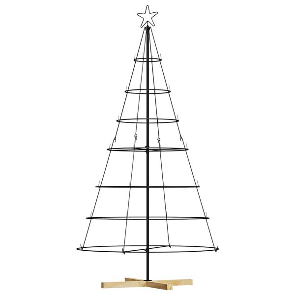 vidaXL Albero a Cono di Natale con supporto Nero 180,5 cm Acciaio